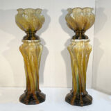 AA-167 Near Pair of Clement Massier Majolica Jardini√®res on Stands