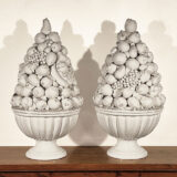 AA-168 An impressive pair of Continental white faience large table ornaments with removable tops
