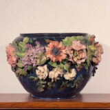 AA-177 Majolica Grand Cache Pot, Restored Signed: E.Sangley